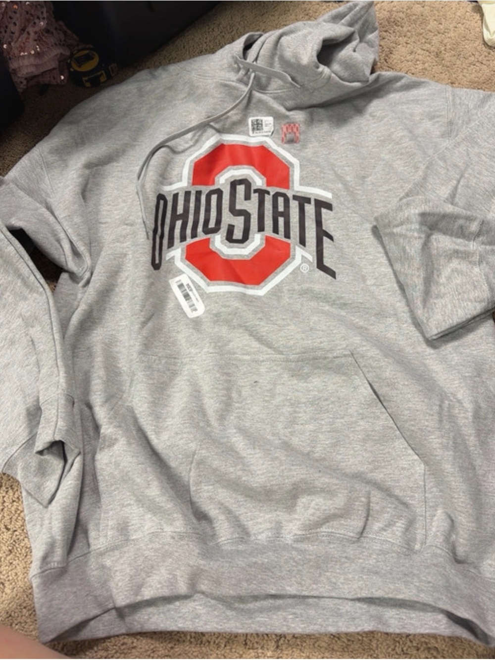 Ohio State Gray Zip-Up Hoodie with Red Logo